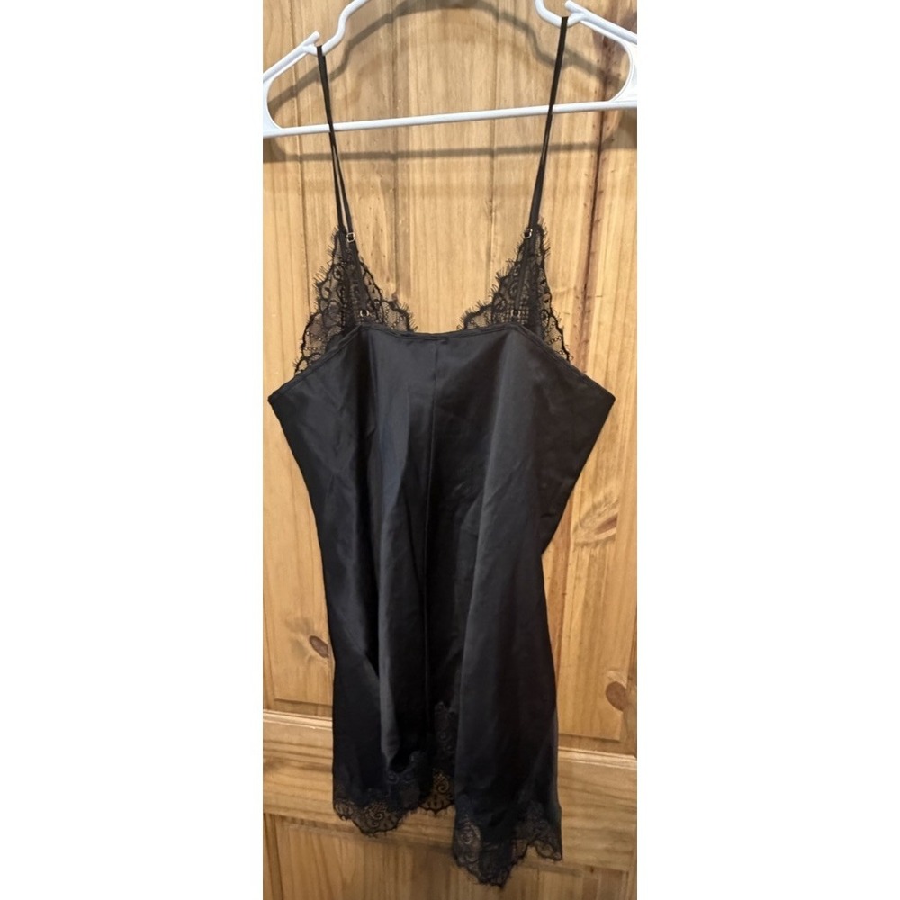 Cacique Black Lace Camisole 14/16 Satin Sleepwear Lingerie Plus Size Sexy - Picture 2 of 3